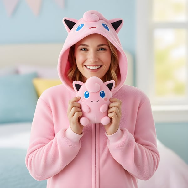 Pokemon Kigurumi Pyjamas med Jigglypuff-motiv, størrelse 145-155 cm