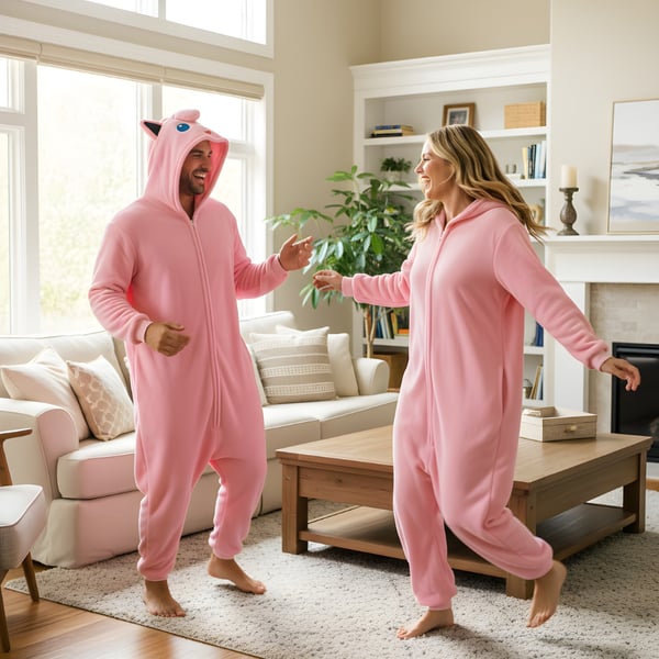 Pokemon Kigurumi Pyjamas med Jigglypuff-motiv, størrelse 145-155 cm