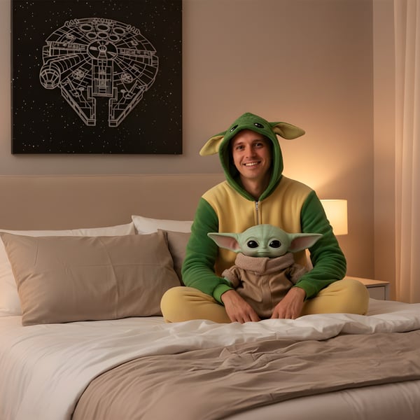 Kigurumi-pyjamas Star Wars Baby Yoda Grogu-kostume XL: 175 - 185 cm
