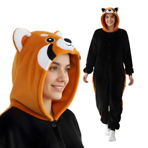 Pyjamas Onesie Kigurumi Kostume Rød Panda L: 165-175cm