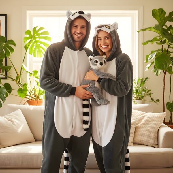 Onesie Kigurumi Pyjama-asu Lemur-asu XL: 175-185 cm