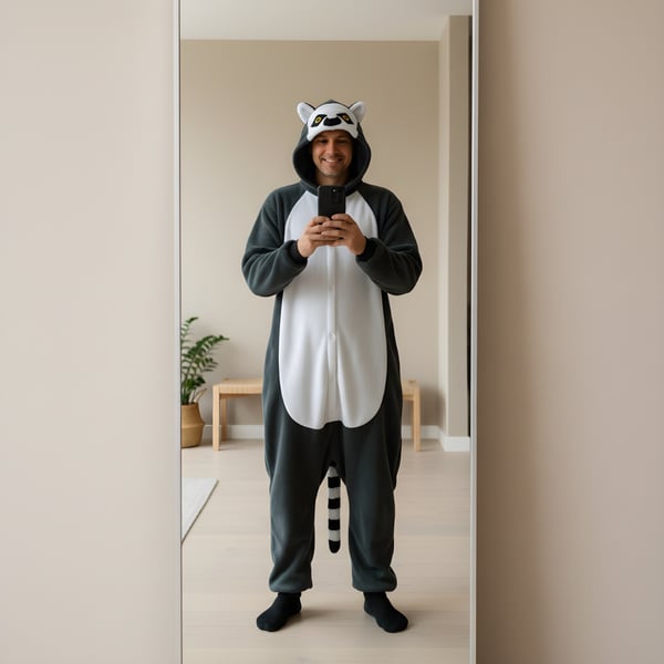 Onesie Kigurumi Pyjama-asu Lemur-asu XL: 175-185 cm