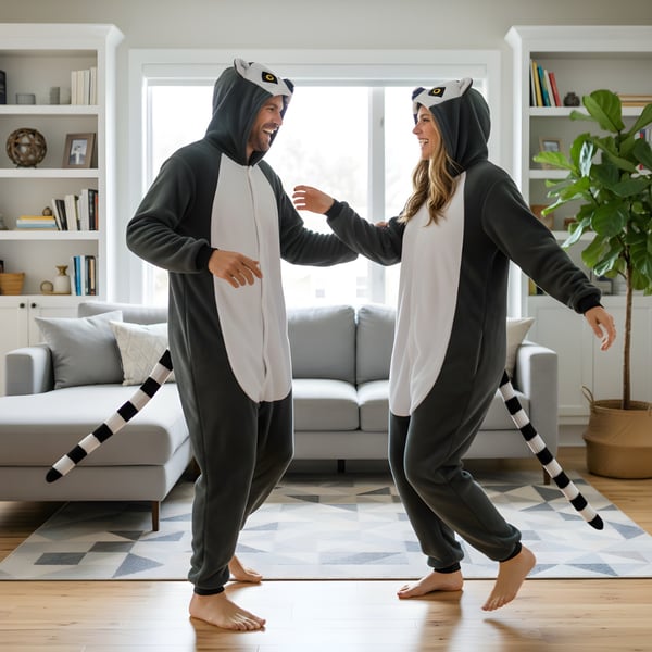 Onesie Kigurumi Pyjama-asu Lemur-asu XL: 175-185 cm