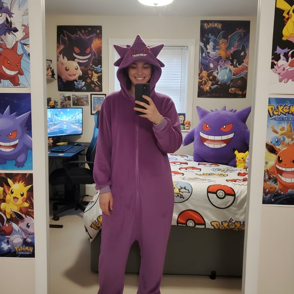 Onesie Kigurumi pyjamasdräkt Pokemon Gengar kostym S 145-155 cm