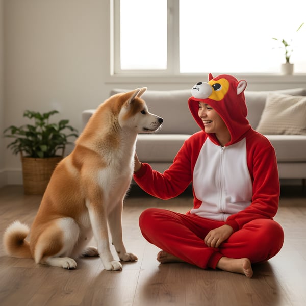 Onesie Kigurumi Pyjamas Akita kostume S: 145-155cm