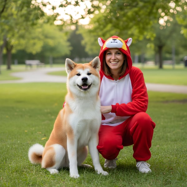 Onesie Kigurumi Pyjamas Akita kostume S: 145-155cm