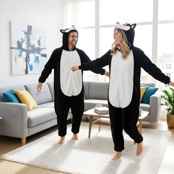 Kigurumi Pyjamas Kostume Sort Husky XXL: 185 - 195cm
