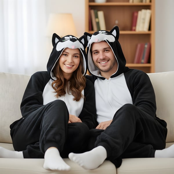 Kigurumi Pyjamas Kostume Sort Husky XXL: 185 - 195cm