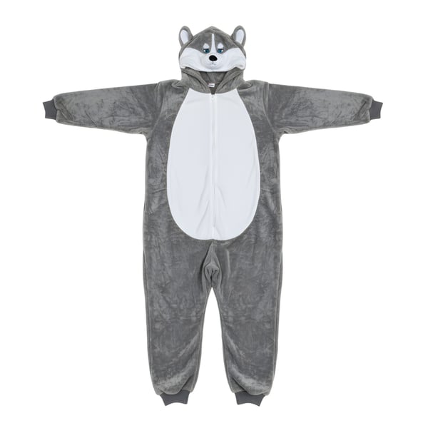Kigurumi pyjamas kostume grå Husky XL: 175 - 185 cm