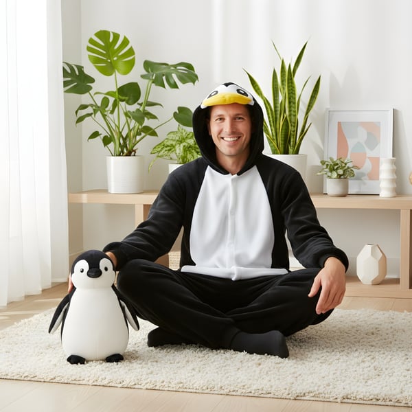 Kigurumi-pyjamaskostume med pingvin, størrelse 145-155 cm