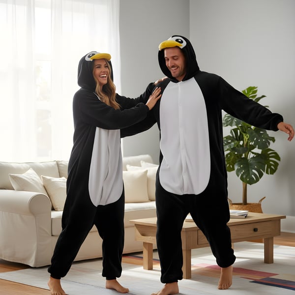 Kigurumi-pyjamaskostume med pingvin, størrelse 145-155 cm