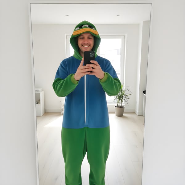 Onesie Kigurumi Pyjamas kostume Pepe Frog XXL: 185 - 195 cm