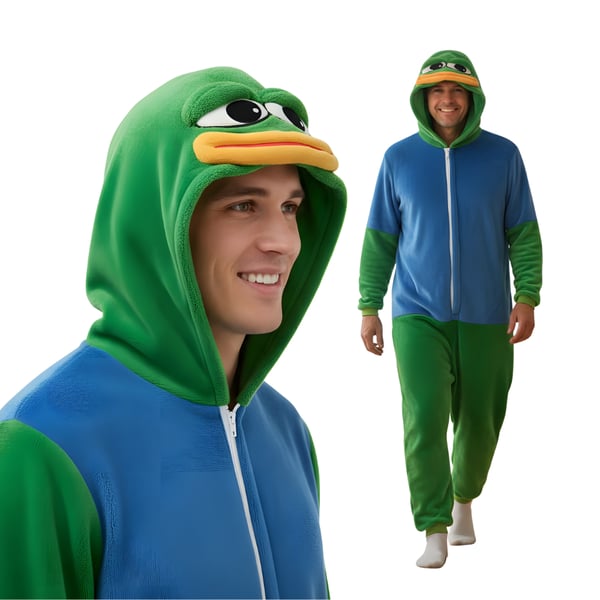 Onesie Kigurumi Pyjamas kostume Pepe Frog XXL: 185 - 195 cm