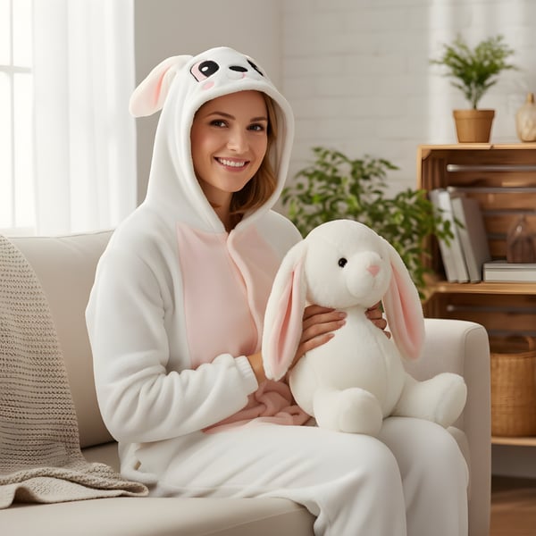 Kigurumi pyjamas kanin kostume størrelse 145-155 cm