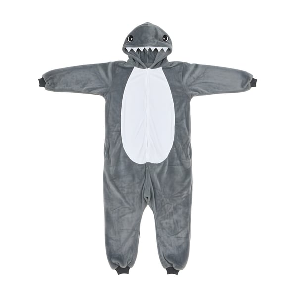 Kigurumi pyjamas kostume grå haj L: 165-175 cm