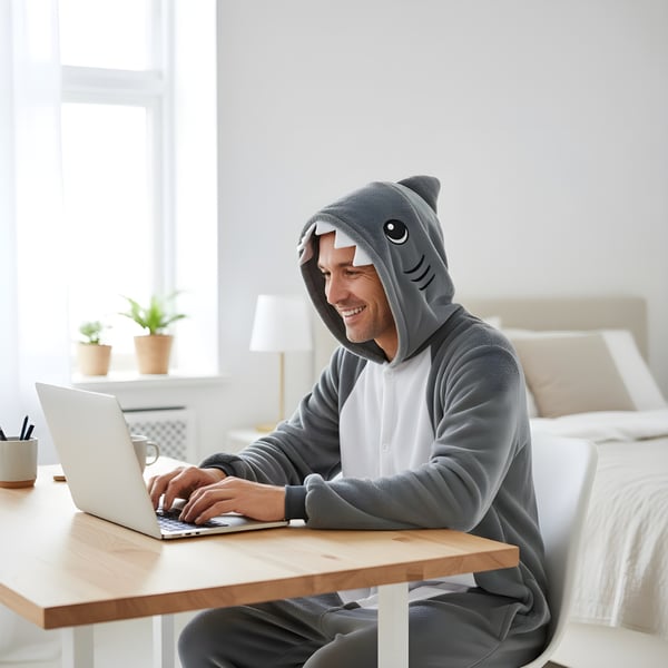 Kigurumi pyjamas kostume grå haj L: 165-175 cm