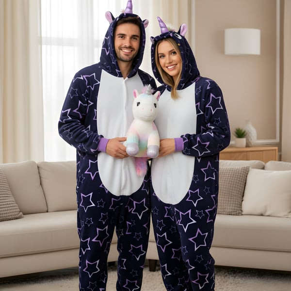 Kigurumi-pyjamas med enhjørning og stjerne L: 165 - 175 cm