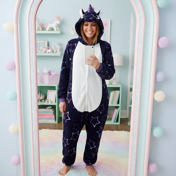 Kigurumi-pyjamas med enhjørning og stjerne L: 165 - 175 cm