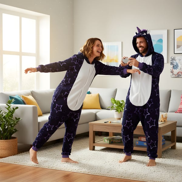 Kigurumi-pyjamas med enhjørning og stjerne L: 165 - 175 cm