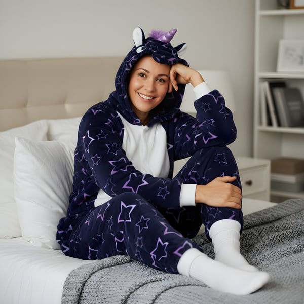 Kigurumi-pyjamas med enhjørning og stjerne, størrelse: 145-155 cm