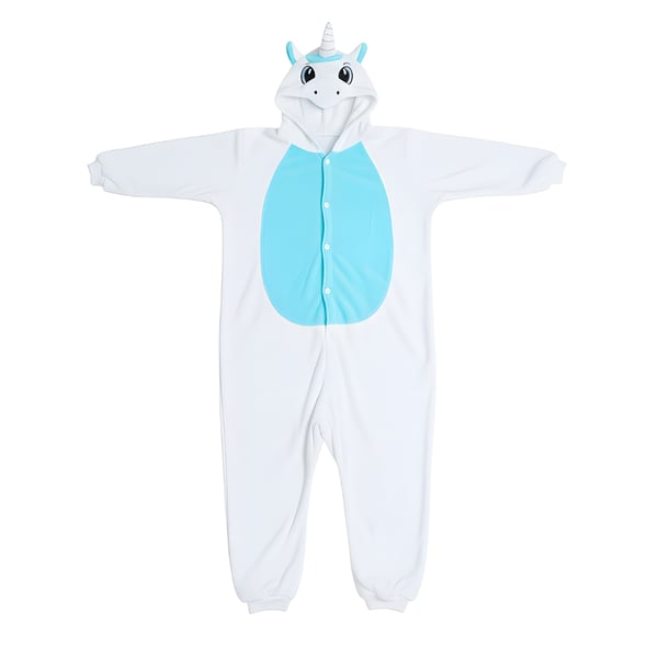 Kigurumi pyjamas kostume hvid enhjørning størrelse 145-155 cm