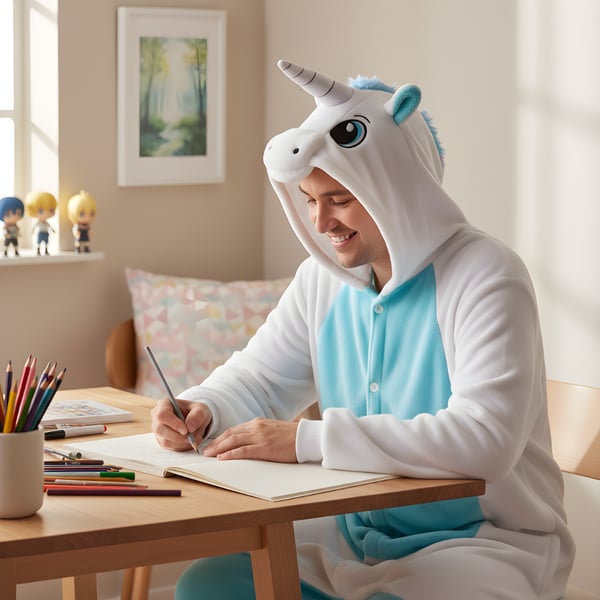 Kigurumi pyjamas kostume hvid enhjørning størrelse 145-155 cm