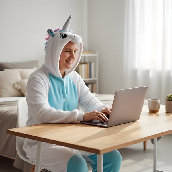 Kigurumi pyjamas kostume hvid enhjørning størrelse 145-155 cm