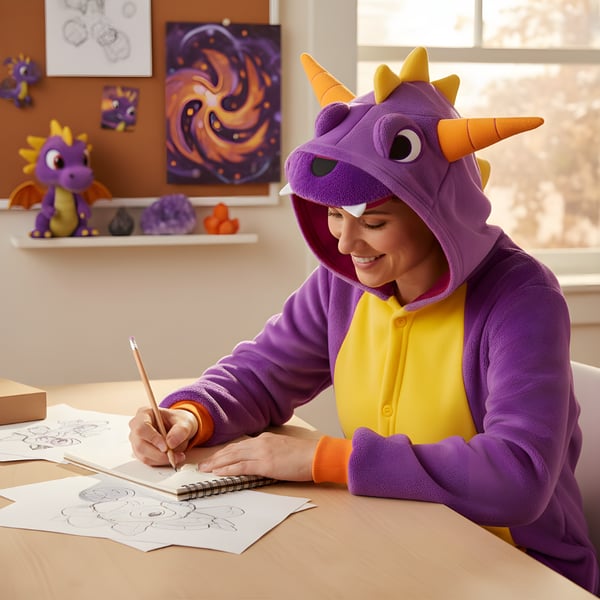 Spyro Onesie Kigurumi Pyjamas Kostume XL: 175-185cm
