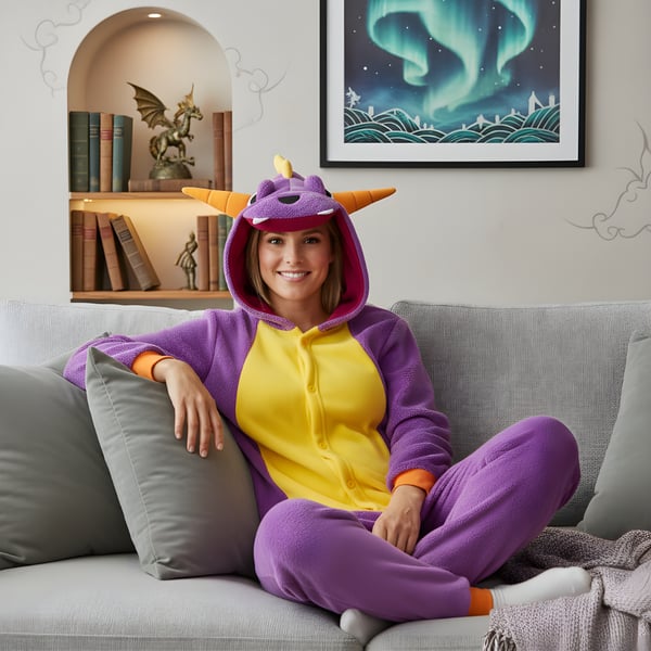 Spyro Onesie Kigurumi Pyjamas Kostume Størrelse: 145-155 cm