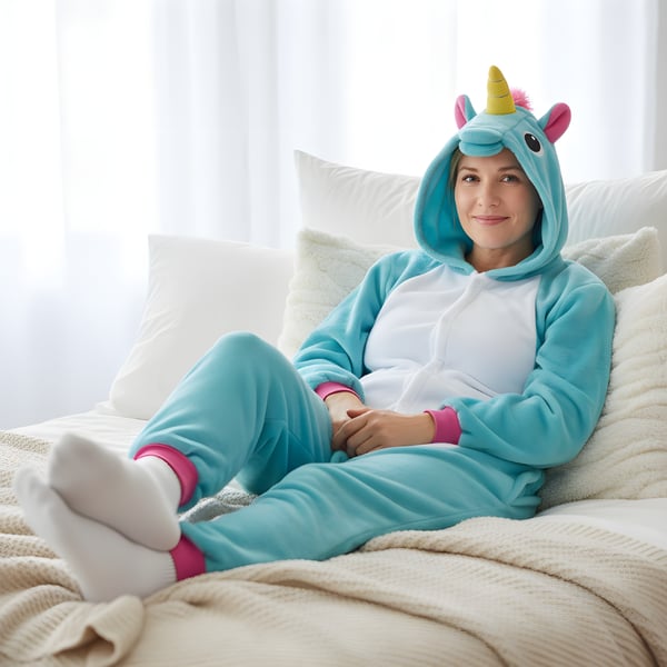 Kigurumi Pyjamas Blå Enhjørning L: 165 - 175cm