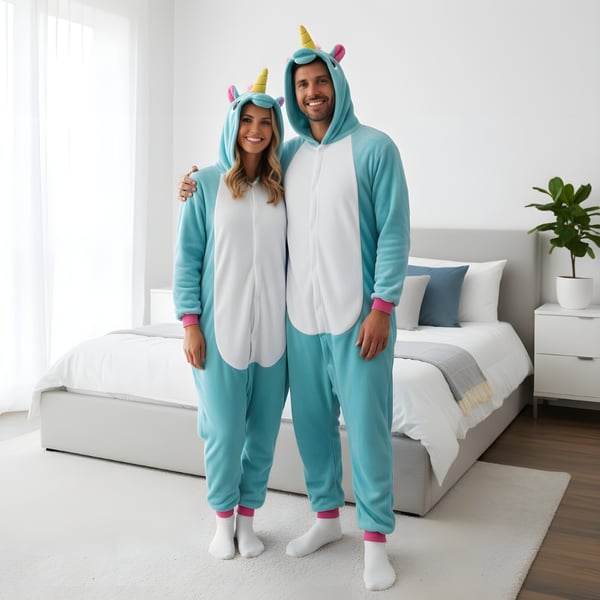 Kigurumi Pyjamas Blå Enhjørning L: 165 - 175cm
