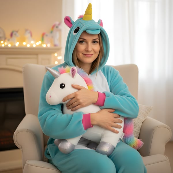 Kigurumi Pyjamas Kostume Blå Enhjørning Størrelse: 145 - 155 cm
