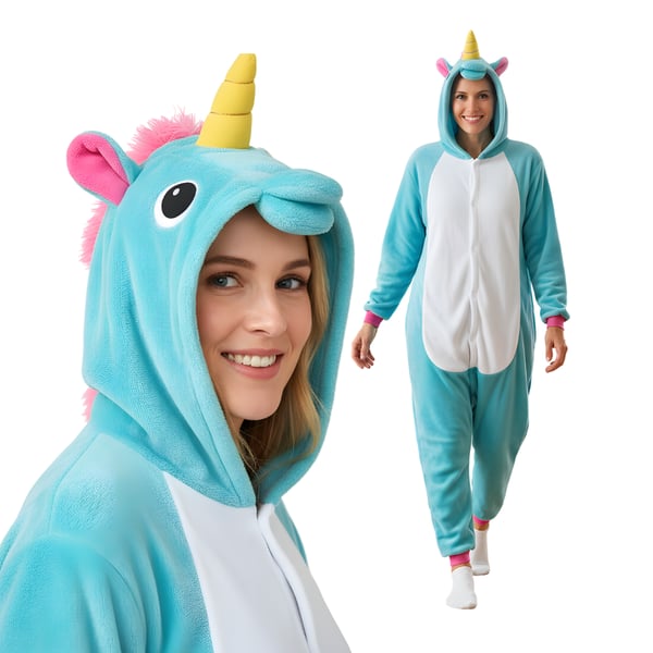 Kigurumi Pyjamas Blå Enhjørning L: 165 - 175cm Kigurumi Pyjamas Blå Enhjørning L: 165 - 175cm