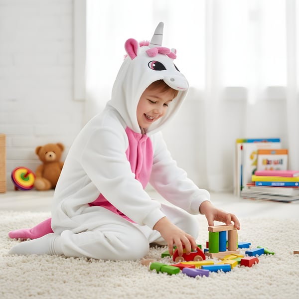Kigurumi Onesie Pyjamas Kostume Pink Enhjørning Børn 95-105cm