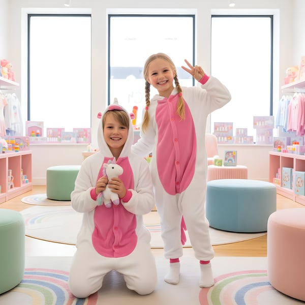 Kigurumi Onesie-pyjamas rosa enhörning barn 105-115cm