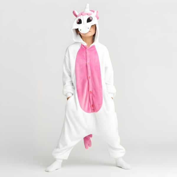 Kigurumi Onesie-pyjamas rosa enhörning barn 105-115cm