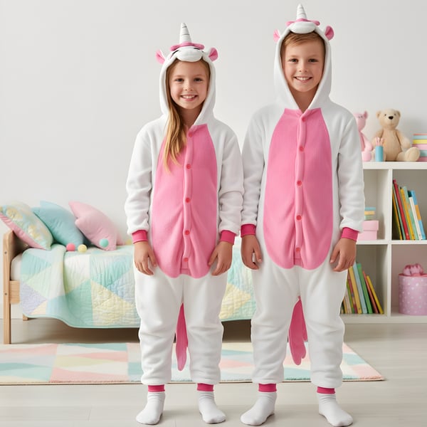 Kigurumi Onesie-pyjamas rosa enhörning barn 105-115cm