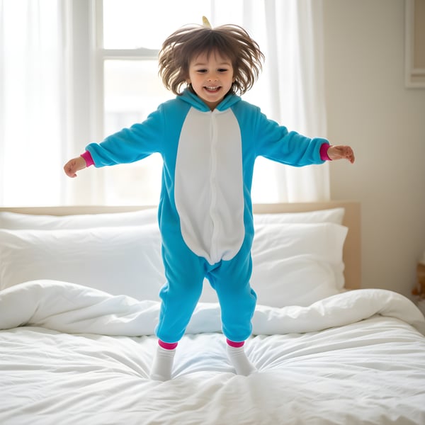 Kigurumi pyjamas kostume blå enhjørning børn 125-135cm