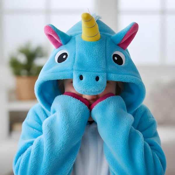 Kigurumi-pyjamas med blå enhörning för barn, 95-105 cm