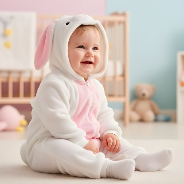 Pyjamasdräkt vit kanin baby 90 75-85 cm