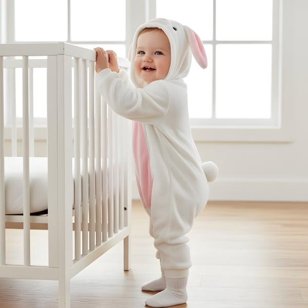 Pyjamasdräkt vit kanin baby 90 75-85 cm