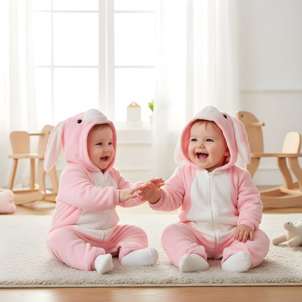 Vaaleanpunainen pupun body-pyjama-asu 90: 79-87 cm