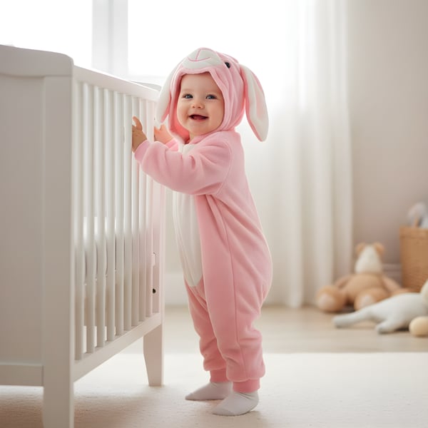 Vaaleanpunainen pupun body-pyjama-asu 80: 74-82 cm