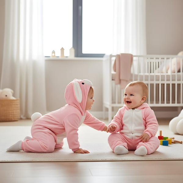 Vaaleanpunainen pupun body-pyjama-asu 80: 74-82 cm