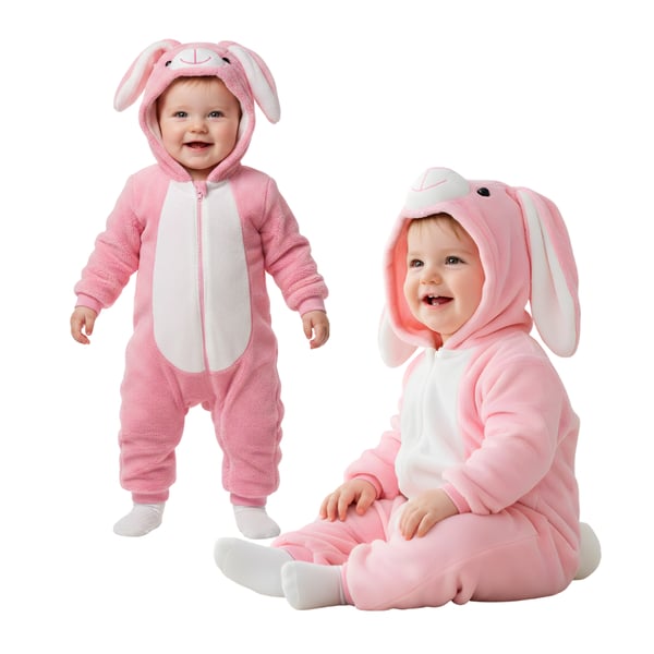 Vaaleanpunainen pupun body-pyjama-asu 90: 79-87 cm