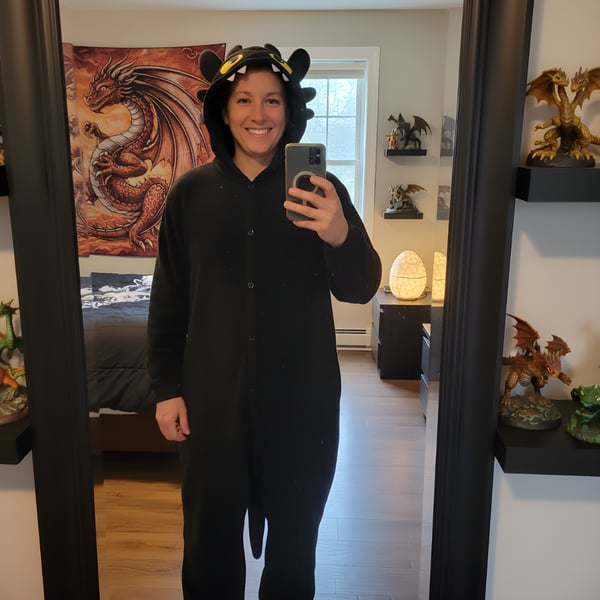 Kigurumi-pyjamas med tandløs kostume, størrelse M: 155 - 165 cm