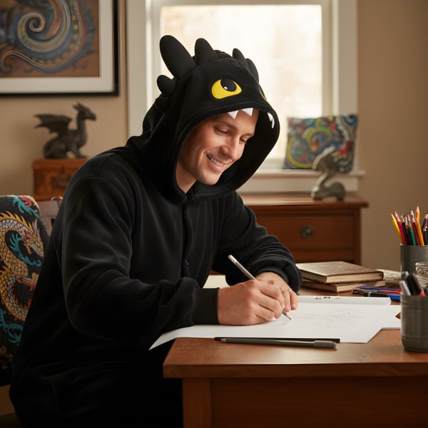 Kigurumi-pyjamas med tandløs kostume XXL: 185 - 195 cm