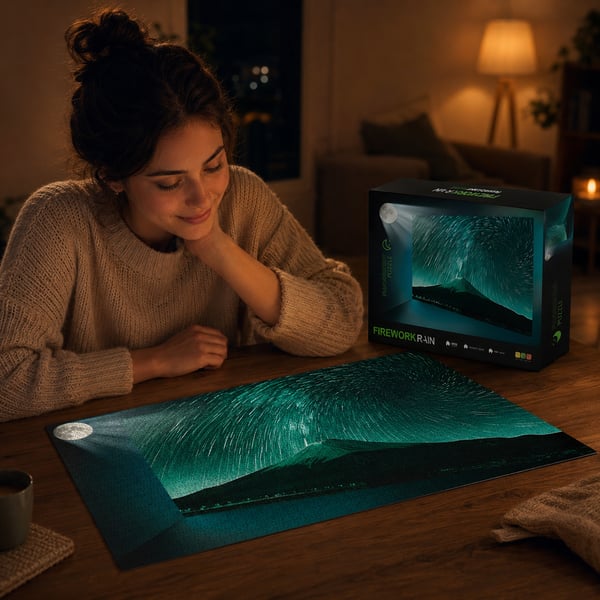 Fyrverkerier regn fluorescerande pussel 1000 bitar för vuxna