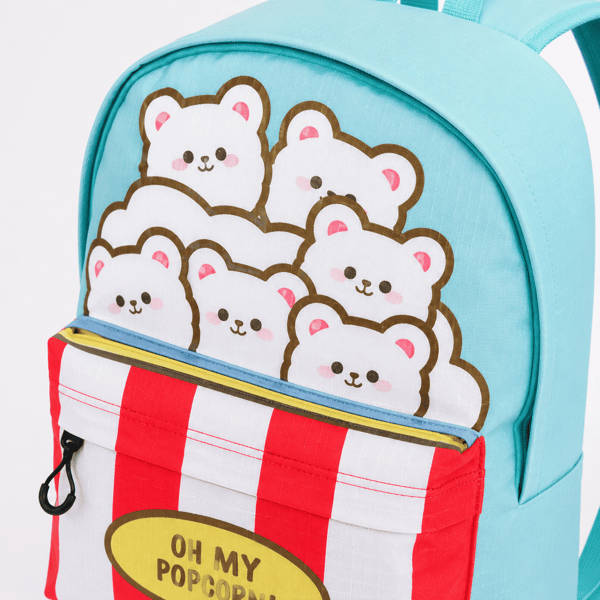 Oh My Pop! Popcorn blå skolryggsäck med ett fack 31x44x18 cm