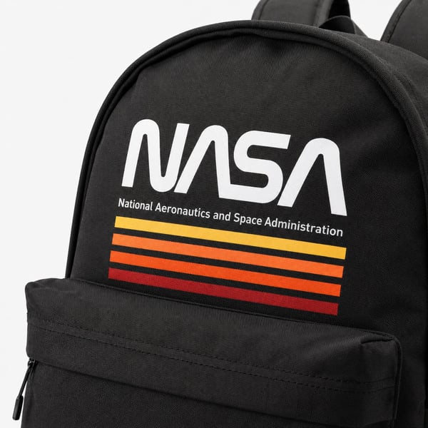 NASA Unisex skolerygsæk med flere rum, sort, 30x43x18cm